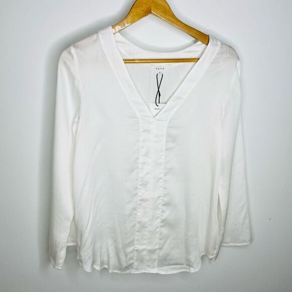 Vetta Women's White Sheer The Reversible Minimal Blouse Size Small S NWT Capsule - Picture 4 of 10